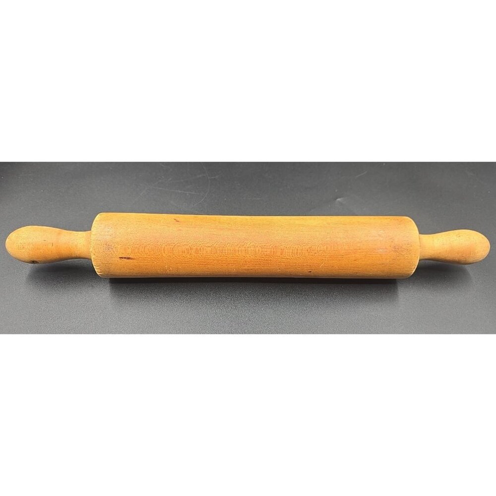 Vtg Solid Wood Rolling Pin One Piece 2.25" x 16.5" Nostalgic Useful Collectible
